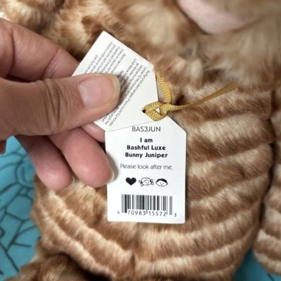 Jellycat BASHFUL LUXE BUNNY JUNIPER Medium Rare Plush soft NWT and Dust Bag - Picture 2 of 5